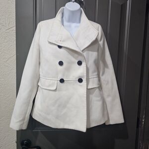 Old Navy Women's Cream Double-Breasted Pea Coat